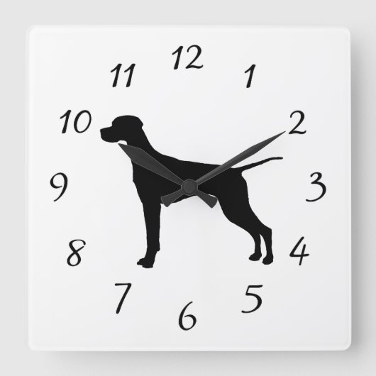 Liebe der Pointer Silhouette Hunde Quadratische Wanduhr (Vorderseite)
