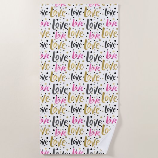 Liebe der rosa Confetti Dots Strandtuch (Vorderseite)