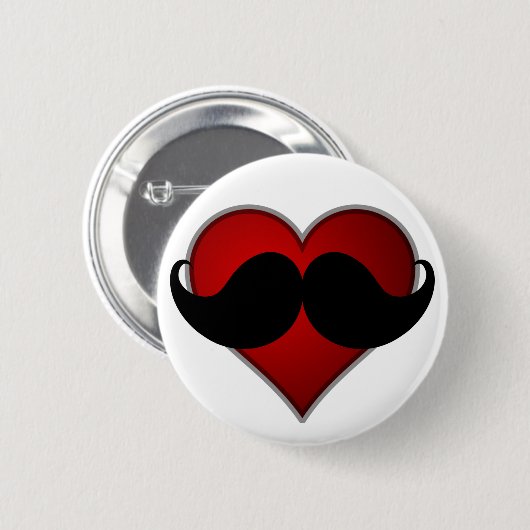 LIEBE DER Schnurrbart STACHE Herz-w/Mustache Button (Vorne & Hinten)