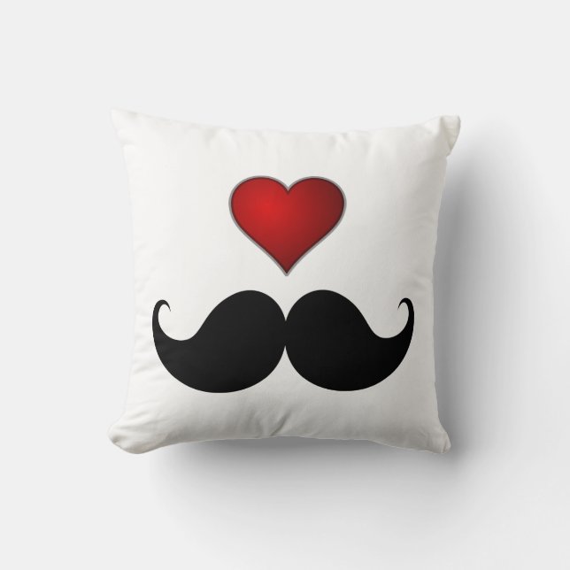 LIEBE DER Schnurrbart STACHE Herz-w/Mustache Kissen (Vorderseite)