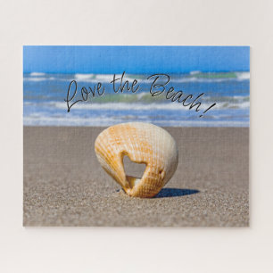 Liebe der Strand! Liebe Muschel auf Sand am Strand Puzzle