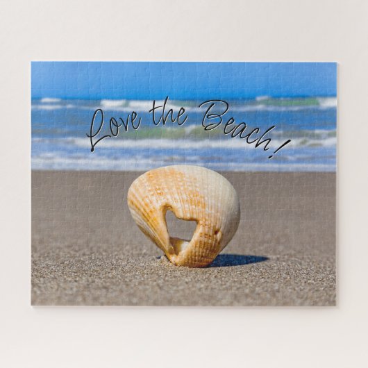 Liebe der Strand! Liebe Muschel auf Sand am Strand Puzzle (Horizontal)