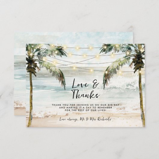Liebe der Strandpalmen und dank der tropischen Dankeskarte (Vorne/Hinten)
