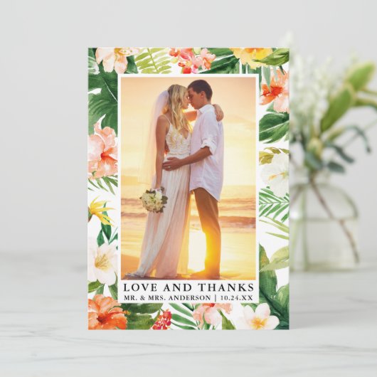 Liebe der tropischen Korallen und Dank Dankeskarte (Stehend Vorderseite)