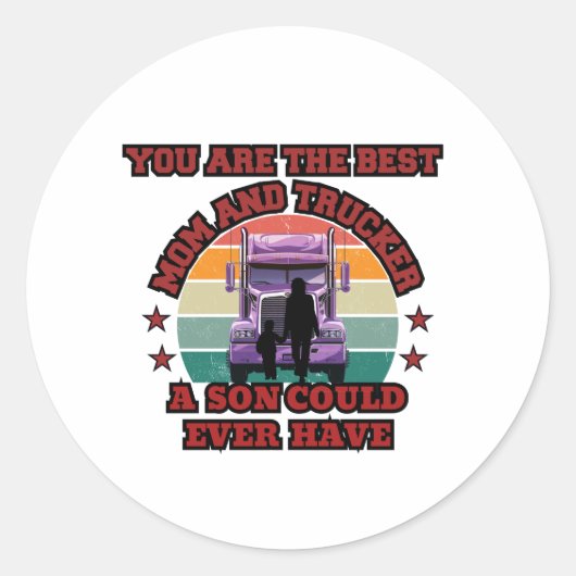 Liebe der Trucker Mother Son Bond Family Road Runder Aufkleber (Vorderseite)