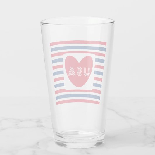 Liebe der USA Patriotic Red White Blue Fun Heart G Glas (Rückseite)