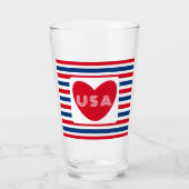 Liebe der USA Patriotic Red White Blue Fun Heart G Glas (Vorderseite)