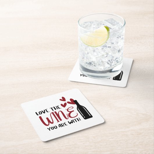Liebe der Wein Sie sind mit Funny Rechteckiger Pappuntersetzer (Vor Ort)
