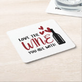Liebe der Wein Sie sind mit Funny Rechteckiger Pappuntersetzer (angewinkelt)