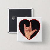 LIEBE DER ZEICHEN-SPRACHENi SIE HERZ, HAND Button (Vorne & Hinten)