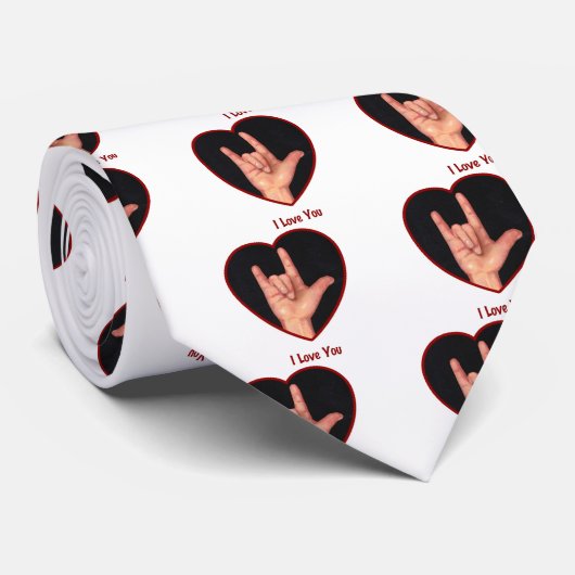 LIEBE DER ZEICHEN-SPRACHENi SIE HERZ, HAND Krawatte (Gerollt)