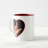 LIEBE DER ZEICHEN-SPRACHENi SIE HERZ, HAND Zweifarbige Tasse (Vorderseite Links)
