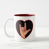 LIEBE DER ZEICHEN-SPRACHENi SIE HERZ, HAND Zweifarbige Tasse (Links)