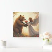 Liebe des Bären Quadratische Wanduhr (Zuhause)