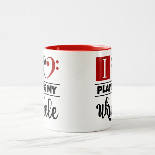 Liebe des Bassschlüssel-Herz-I, die meinen Ukulele Zweifarbige Tasse (Mittel)
