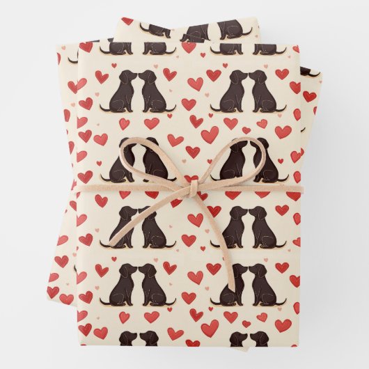 Liebe des Black Lab - Valentinins Hundeschwapper Geschenkpapier Set (Beispiel)