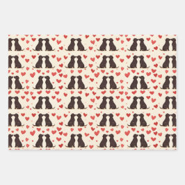 Liebe des Black Lab - Valentinins Hundeschwapper Geschenkpapier Set