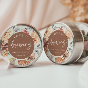 Liebe des Blumencoffee-Themas ist das Brautparty B Runder Aufkleber