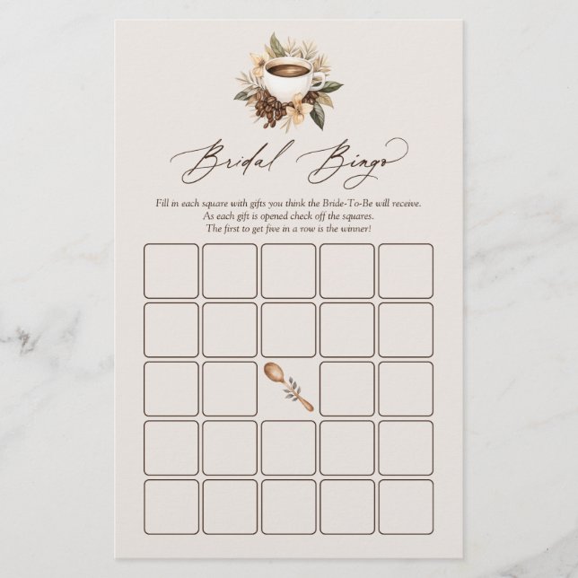 Liebe des Blumenkaffees ist Bridal Bingo Game (Vorderseite)