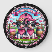 Liebe des Cow Valentine Day Große Wanduhr (Vorderseite)