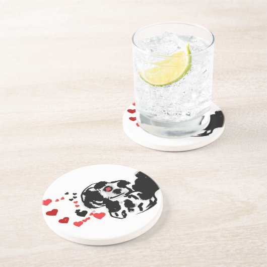 Liebe des Dalmatiners Getränkeuntersetzer (Seite)