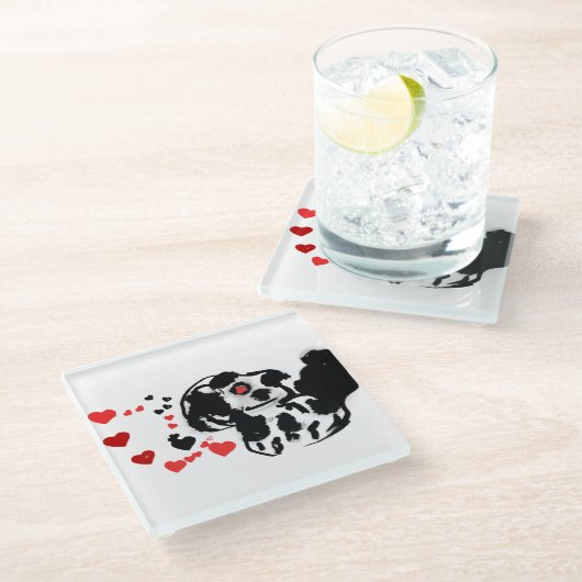 Liebe des Dalmatiners Glasuntersetzer (Schrägansicht)