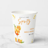 Liebe des ersten Spritz Cocktail Orange Brautparty Pappbecher (Rückseite)