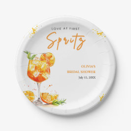 Liebe des ersten Spritz Cocktail Orange Brautparty Pappteller