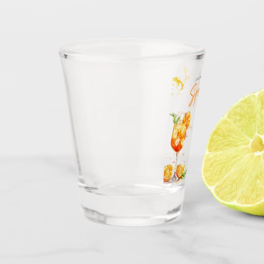 Liebe des ersten Spritz Cocktail Orange Brautparty Schnapsglas (Links)