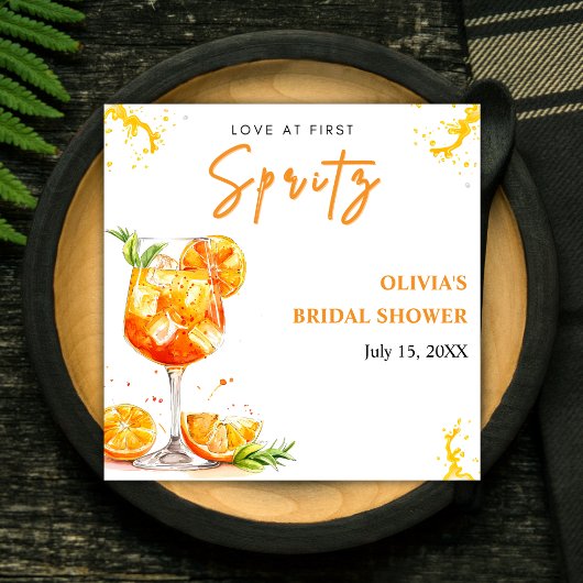 Liebe des ersten Spritz Cocktail Orange Brautparty Serviette