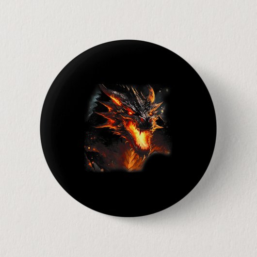 Liebe des Feuerdrachen Kopf Mythische Drache atmen Button (Vorderseite)