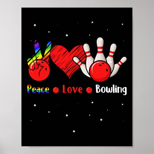 Liebe des Friedens Bowling Shirt Niedlich Bowling Poster (Vorne)