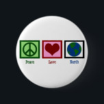 Liebe des Friedens Button<br><div class="desc">Grünes Friedenszeichen,  rotes Herz und unser blauer und grüner Planet Erde. Ein großartiges Design für den Tag der Erde.</div>