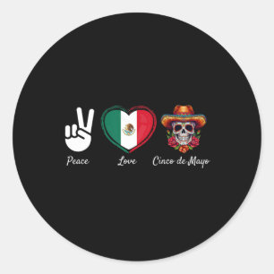 Liebe des Friedens Cinco De Mayo Runder Aufkleber
