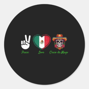 Liebe des Friedens Cinco De Mayo Runder Aufkleber