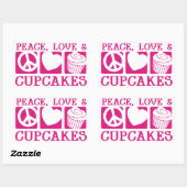 Liebe des Friedens Cupcakes Rechteckiger Aufkleber (Blatt)