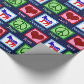 Liebe des Friedens Demokrat Donkey Niedlich Geschenkpapier (Ecke)