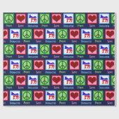 Liebe des Friedens Demokrat Donkey Niedlich Geschenkpapier (Flach)