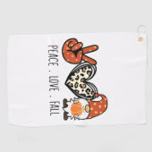 Liebe des Friedens Fall Leopard Gnome Herbst Ernte Golfhandtuch (Horizontal)