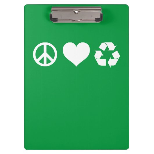 Liebe des Friedens Gerecycelt Klemmbrett (Vorderseite)