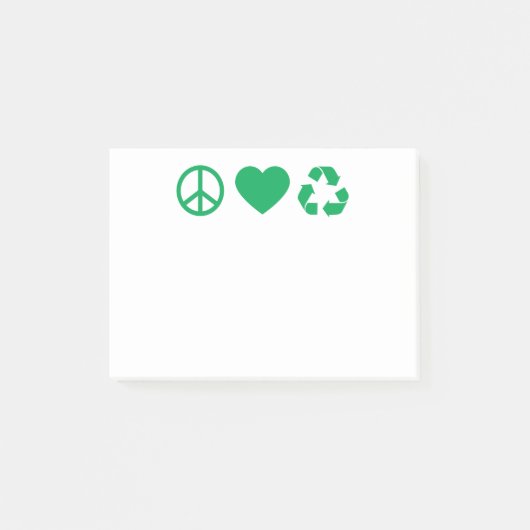 Liebe des Friedens Gerecycelt Post-it Klebezettel (Vorderseite)