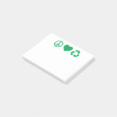 Liebe des Friedens Gerecycelt Post-it Klebezettel (angewinkelt)