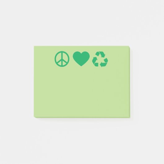 Liebe des Friedens Gerecycelt Post-it Klebezettel (Vorderseite)