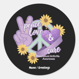 Liebe des Friedens Heilung der rheumatoiden Arthri Runder Aufkleber