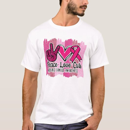 Liebe des Friedens Heilung von rosa Ribbon Krebs B T-Shirt (Vorderseite)