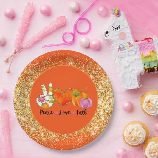 Liebe des Friedens Herbst Herbst Farbe anpassen Pappteller (Party)