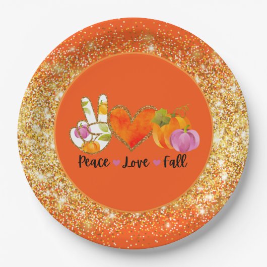 Liebe des Friedens Herbst Herbst Farbe anpassen Pappteller (Vorderseite)