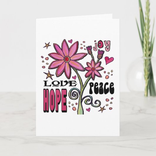 Liebe des Friedens Hoffnung und Blume Karte (Vorderseite)
