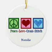 Liebe des Friedens Kreuz Stitch Niedlich Personali Keramik Ornament (Vorne)