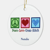 Liebe des Friedens Kreuz Stitch Niedlich Personali Keramik Ornament (Links)